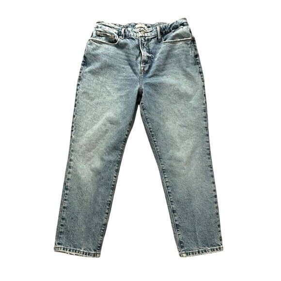 Good American Good Girlfriend Petite Jeans Straight Fit Size 8/29 Blue Denim - Picture 1 of 8